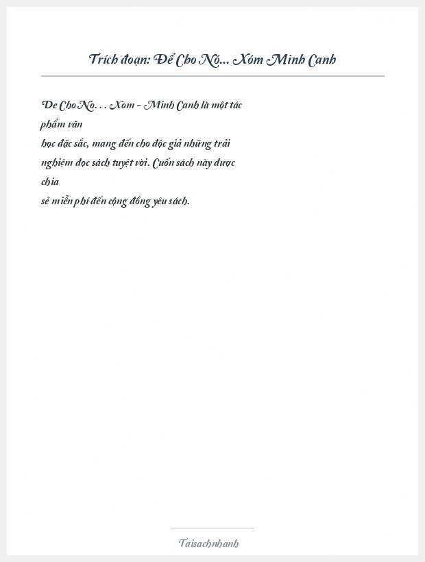 Trích đoạn Để Cho Nó... Xóm Minh Canh