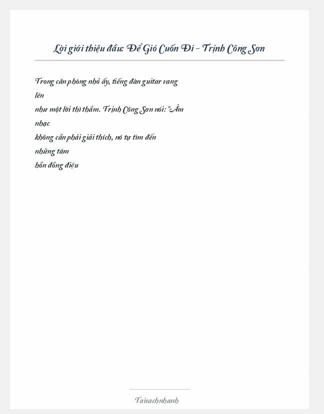 Trích đoạn Để Gió Cuốn Đi - Trịnh Công Sơn