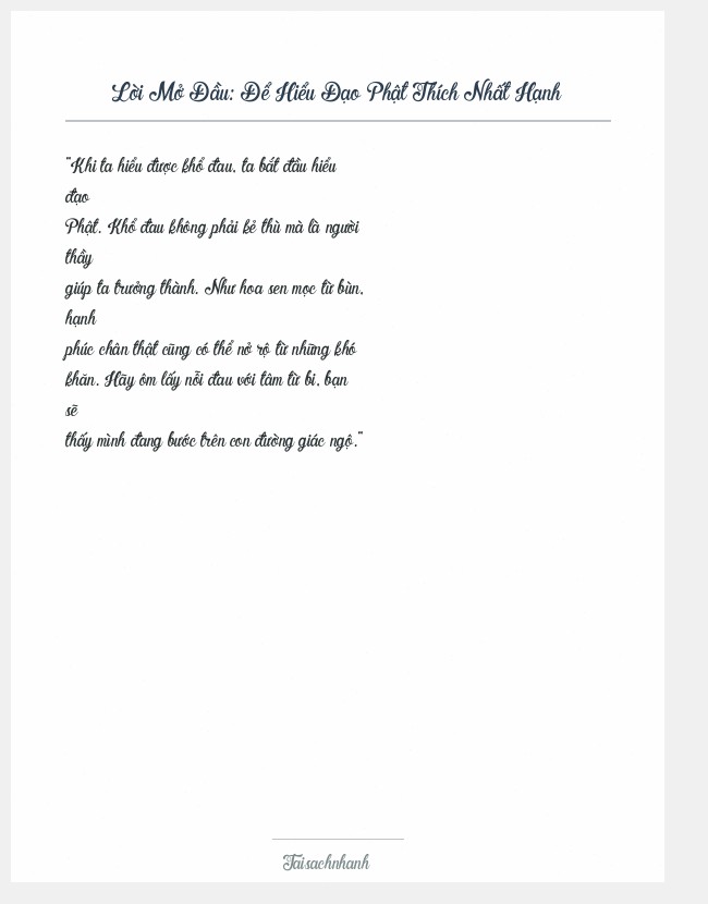 Trích đoạn Để Hiểu Đạo Phật Thích Nhất Hạnh
