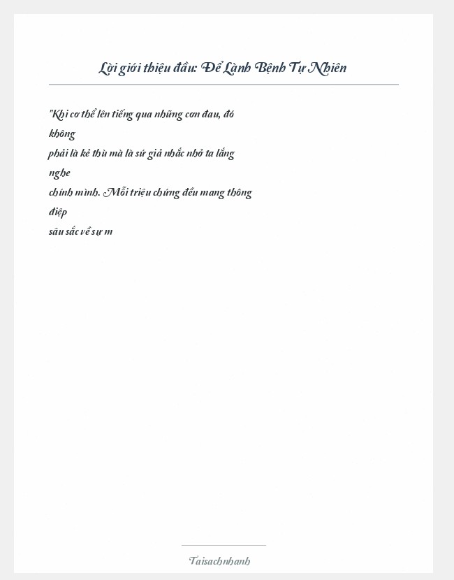Trích đoạn Để Lành Bệnh Tự Nhiên