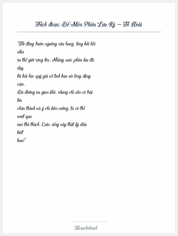 Trích đoạn Dế Mèn Phiêu Lưu Ký - Tô Hoài