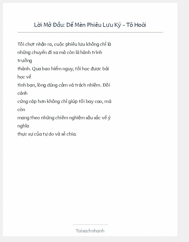 Trích đoạn Dế Mèn Phiêu Lưu Ký - Tô Hoài