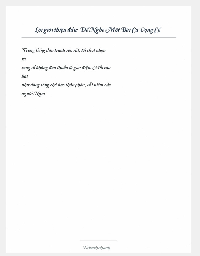 Trích đoạn Để Nghe Một Bài Ca Vọng Cổ