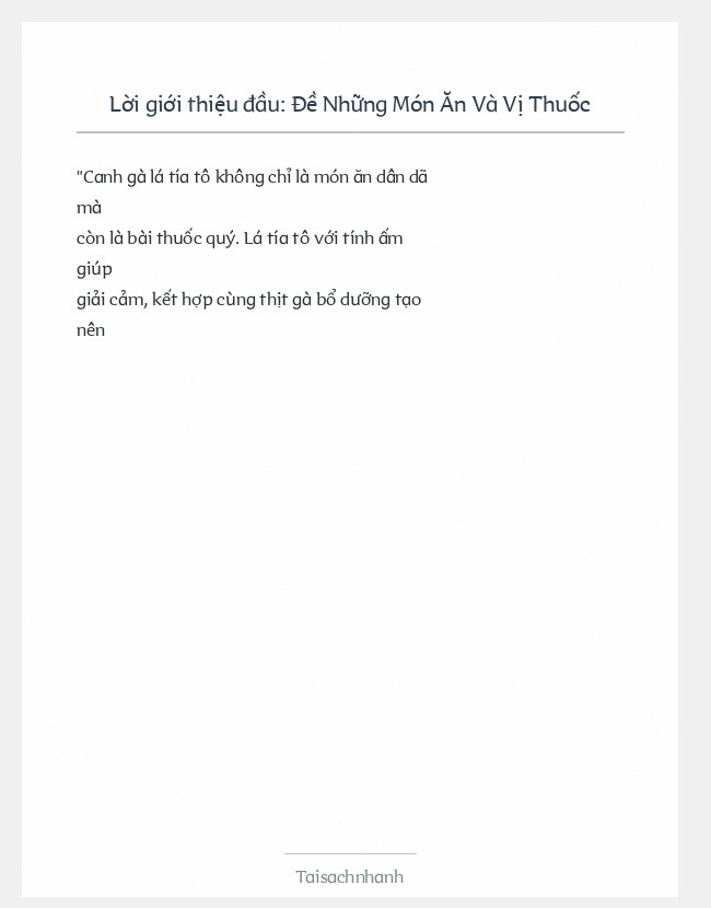 Trích đoạn Đề Những Món Ăn Và Vị Thuốc