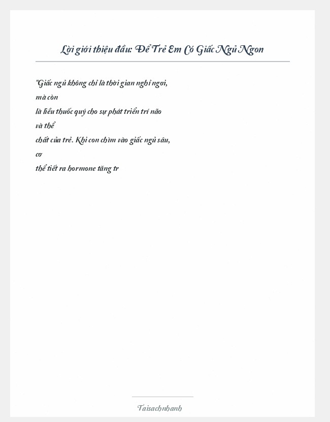 Trích đoạn Để Trẻ Em Có Giấc Ngủ Ngon