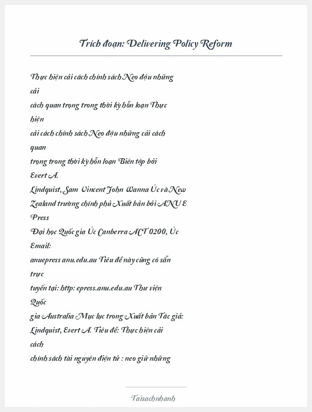 Trích đoạn Delivering Policy Reform
