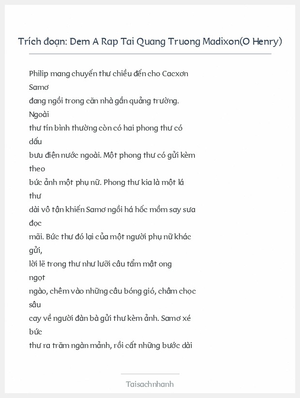 Trích đoạn Dem A Rap Tai Quang Truong Madixon(O Henry)