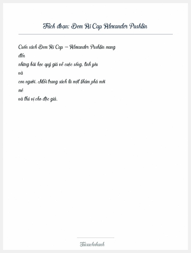 Trích đoạn Dem Ai Cap Alexander Pushkin