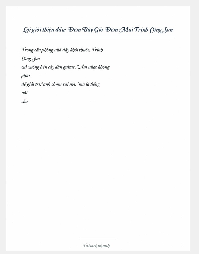 Trích đoạn Đêm Bây Giờ Đêm Mai Trịnh Công Sơn