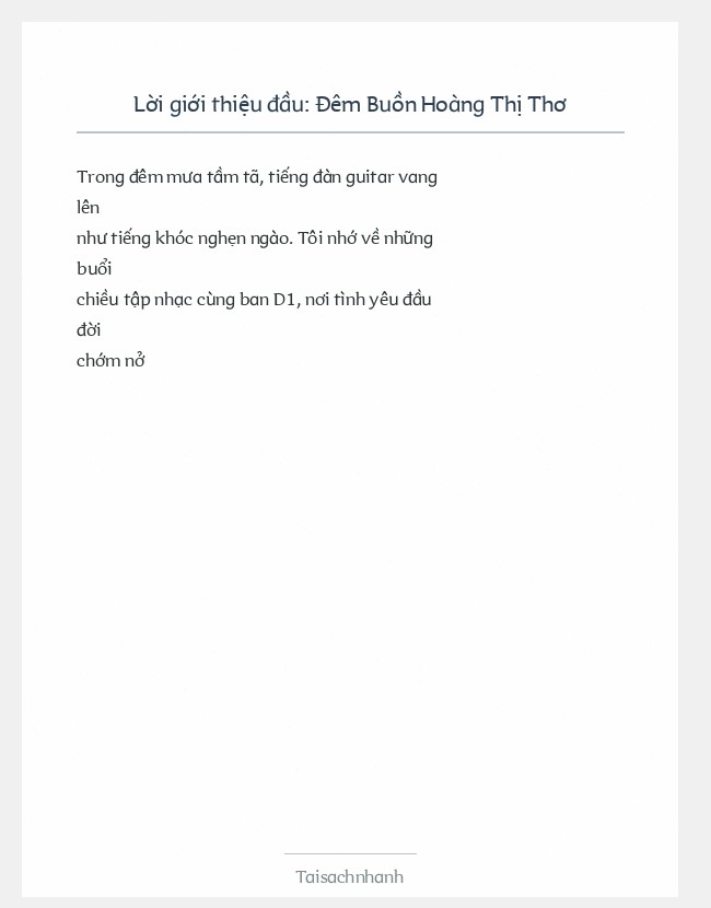 Trích đoạn Đêm Buồn Hoàng Thị Thơ