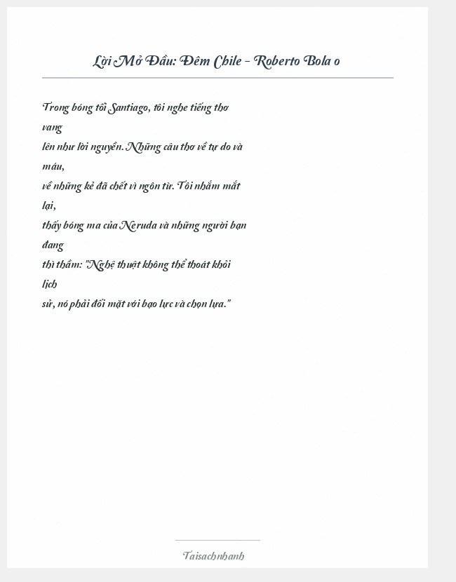 Trích đoạn Đêm Chile - Roberto Bolaño