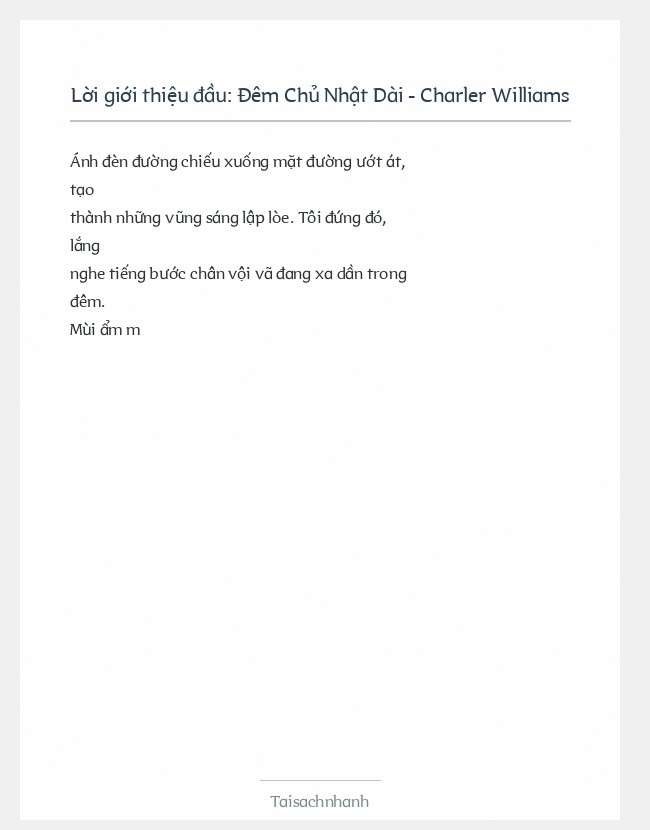 Trích đoạn Đêm Chủ Nhật Dài - Charler Williams