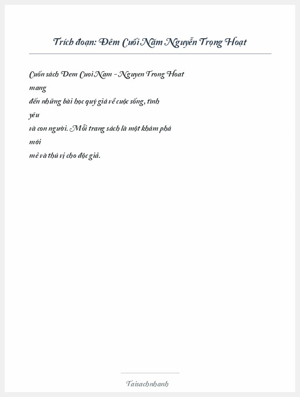 Trích đoạn Đêm Cuối Năm Nguyễn Trọng Hoạt