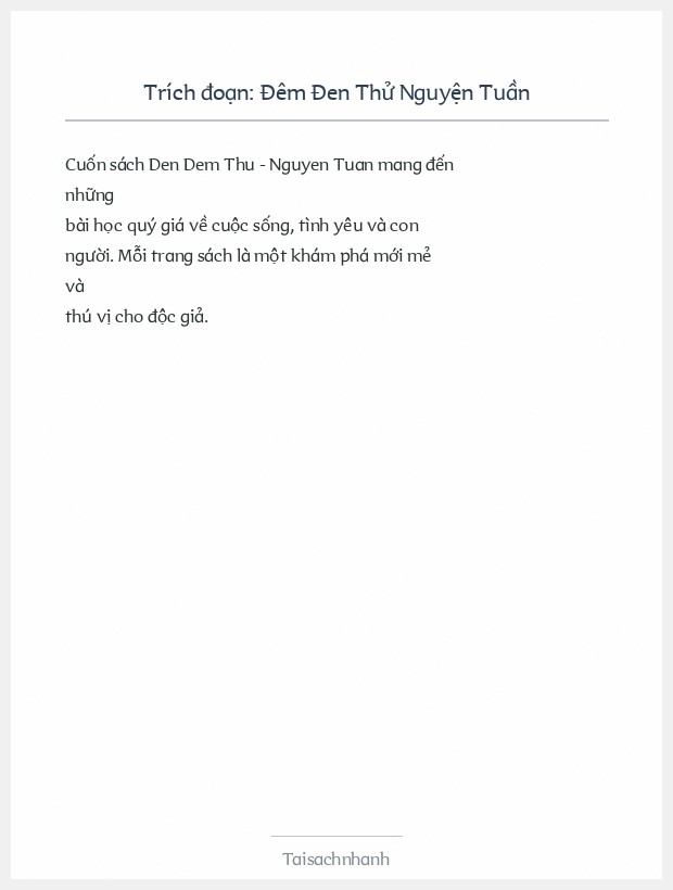 Trích đoạn Đêm Đen Thử Nguyện Tuần