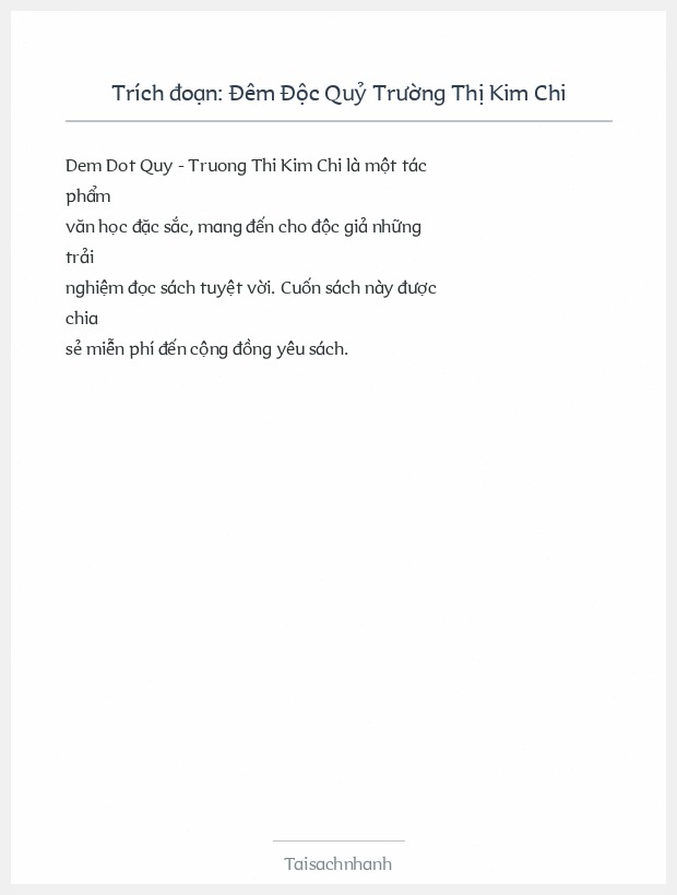 Trích đoạn Đêm Độc Quỷ Trường Thị Kim Chi