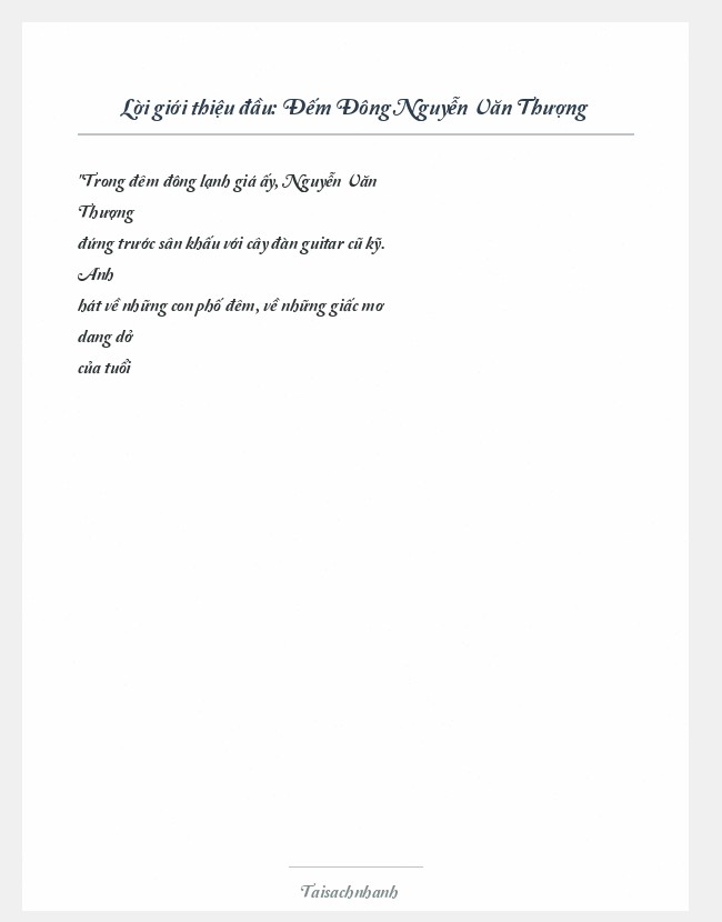 Trích đoạn Đếm Đông Nguyễn Văn Thượng