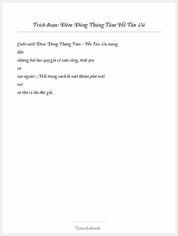 Trích đoạn Đêm Đông Tháng Tám Hồ Tân Vũ