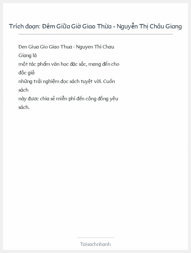 Trích đoạn Đêm Giữa Giờ Giao Thừa - Nguyễn Thị Châu Giang