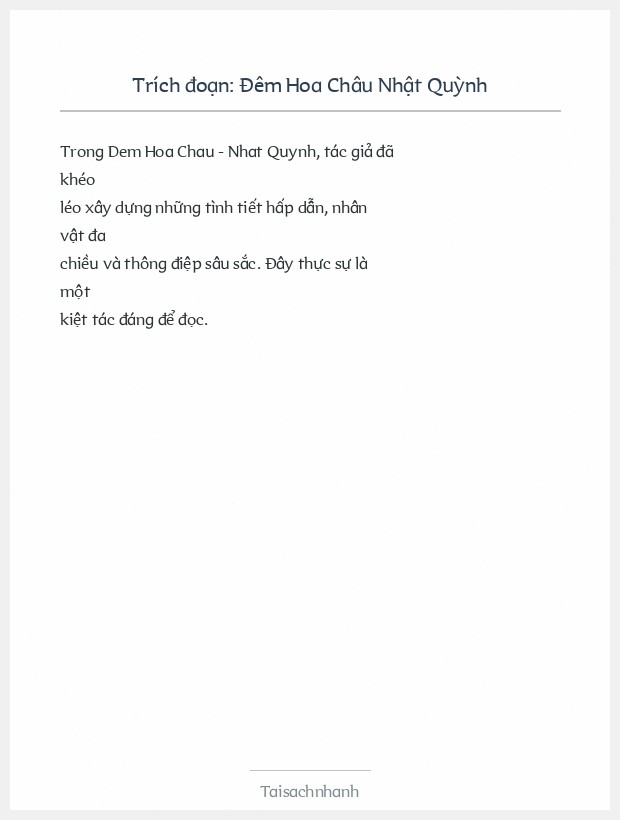 Trích đoạn Đêm Hoa Châu Nhật Quỳnh
