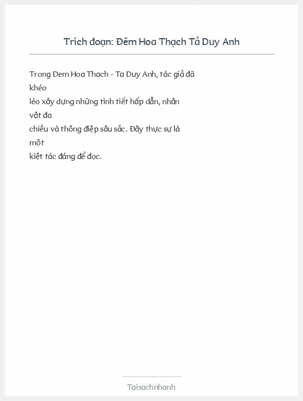 Trích đoạn Đêm Hoa Thạch Tả Duy Anh