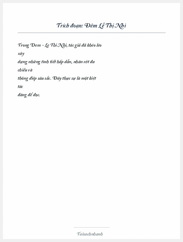 Trích đoạn Đêm Lễ Thị Nhi