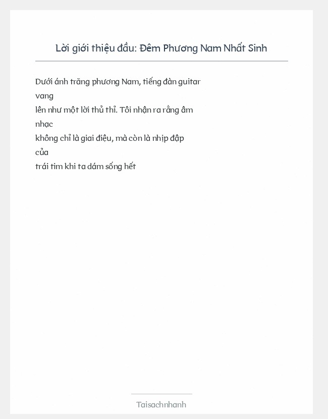 Trích đoạn Đêm Phương Nam Nhất Sinh