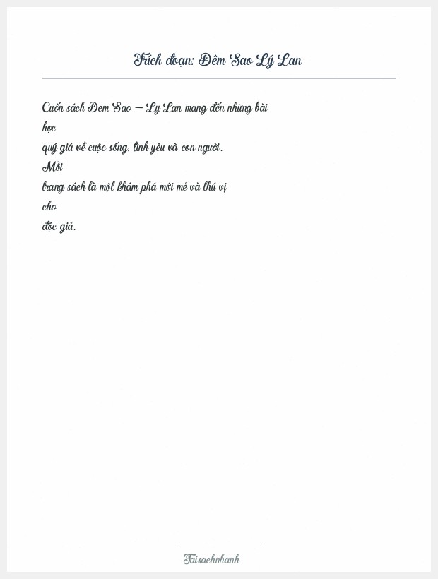 Trích đoạn Đêm Sao Lý Lan