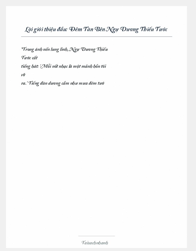 Trích đoạn Đêm Tàn Bên Ngự Dương Thiếu Tước