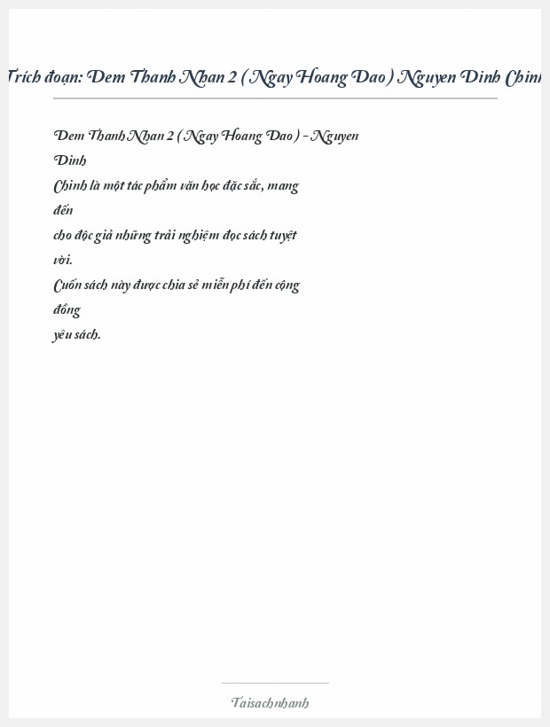 Trích đoạn Dem Thanh Nhan 2 ( Ngay Hoang Dao ) Nguyen Dinh Chinh