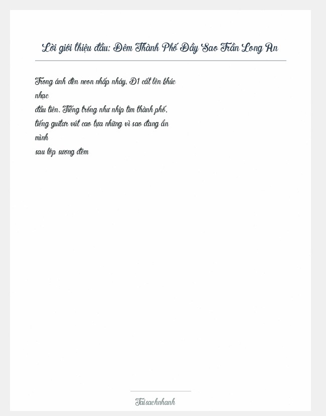 Trích đoạn Đêm Thành Phố Đầy Sao Trần Long An