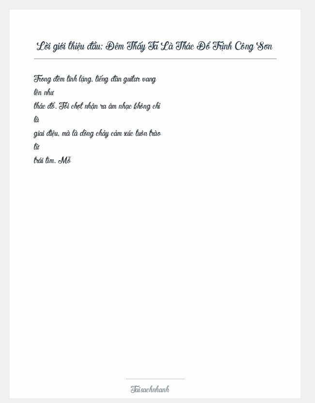 Trích đoạn Đêm Thấy Ta Là Thác Đổ Trịnh Công Sơn