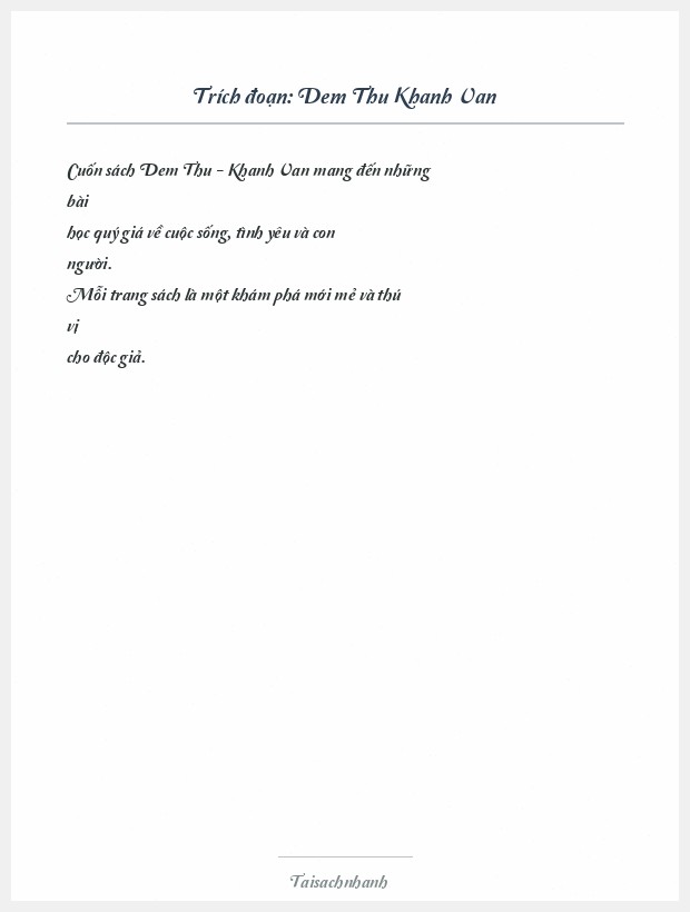 Trích đoạn Dem Thu Khanh Van