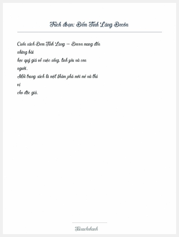 Trích đoạn Đếm Tình Lăng Đecôn