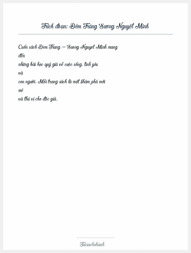 Trích đoạn Đêm Trăng Sương Nguyệt Minh