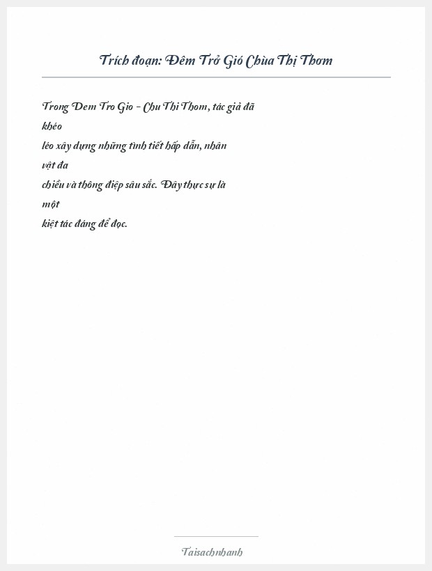 Trích đoạn Đêm Trở Gió Chùa Thị Thơm