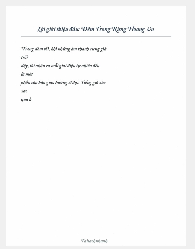 Trích đoạn Đêm Trong Rừng Hoang Vu