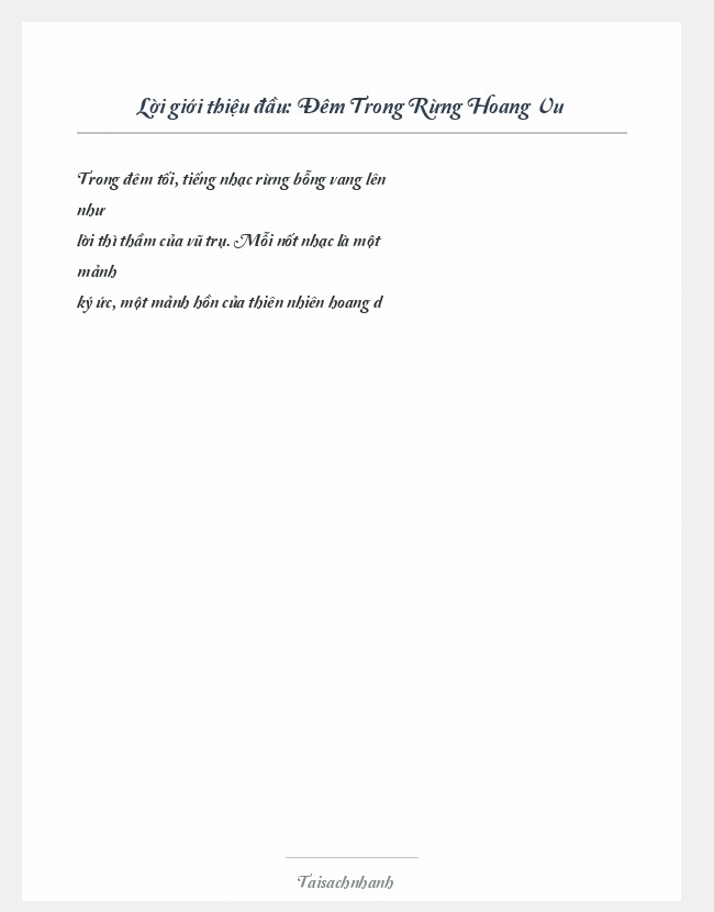 Trích đoạn Đêm Trong Rừng Hoang Vu