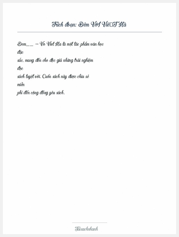 Trích đoạn Đêm VớI ViệT Hà