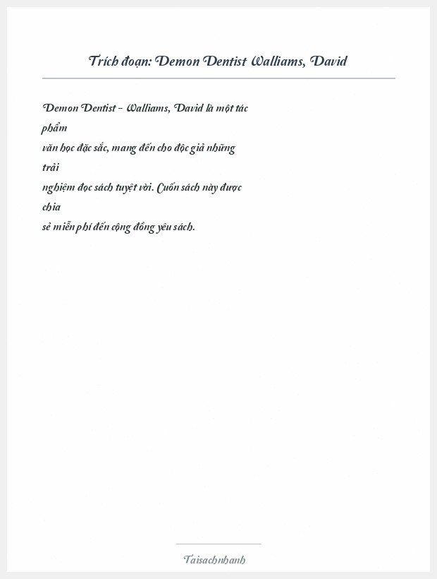 Trích đoạn Demon Dentist Walliams, David