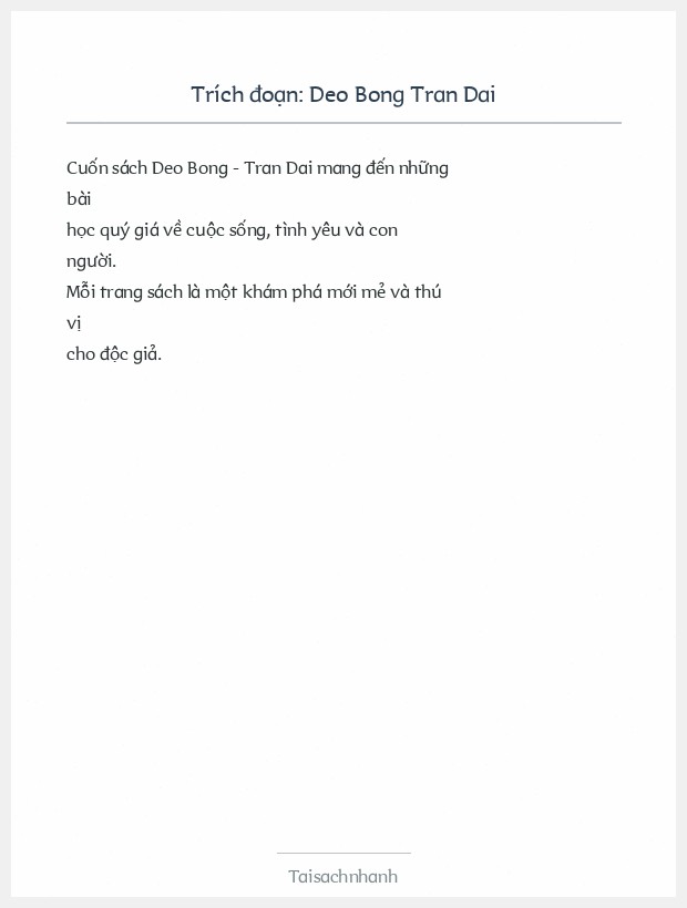 Trích đoạn Deo Bong Tran Dai