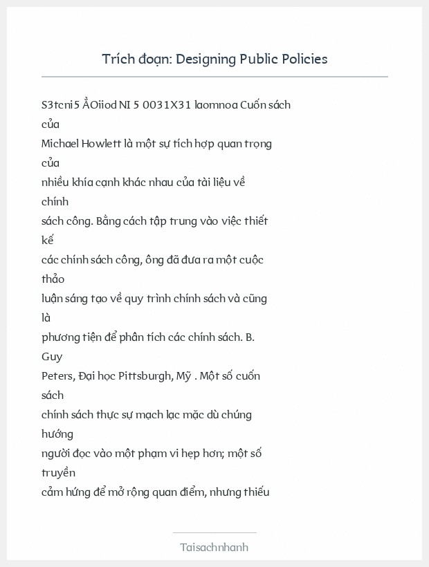 Trích đoạn Designing Public Policies
