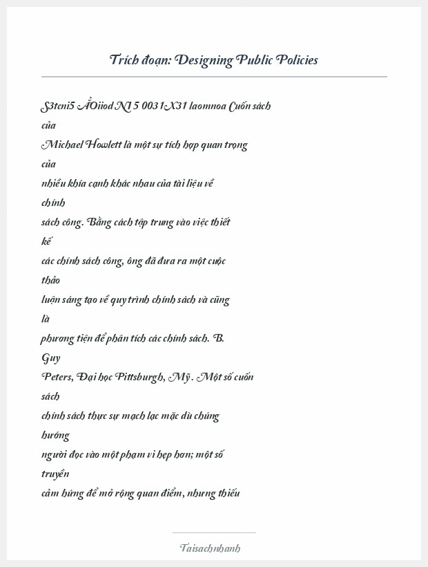 Trích đoạn Designing Public Policies