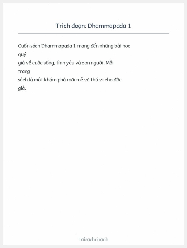 Trích đoạn Dhammapada 1