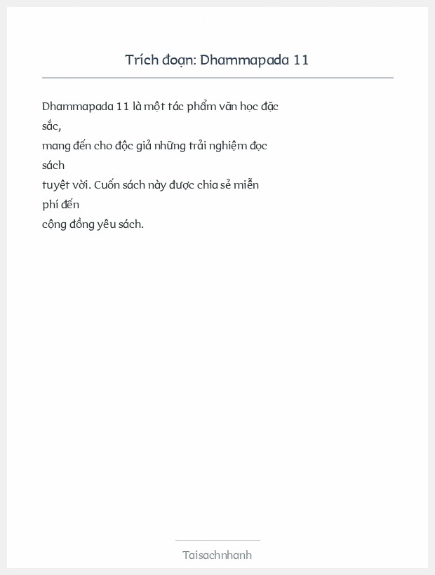 Trích đoạn Dhammapada 11