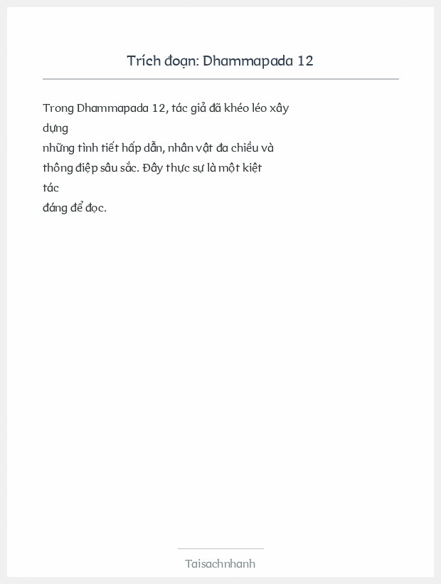 Trích đoạn Dhammapada 12