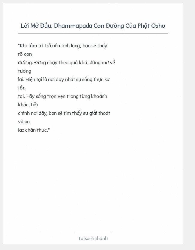 Trích đoạn Dhammapada Con Đường Của Phật Osho