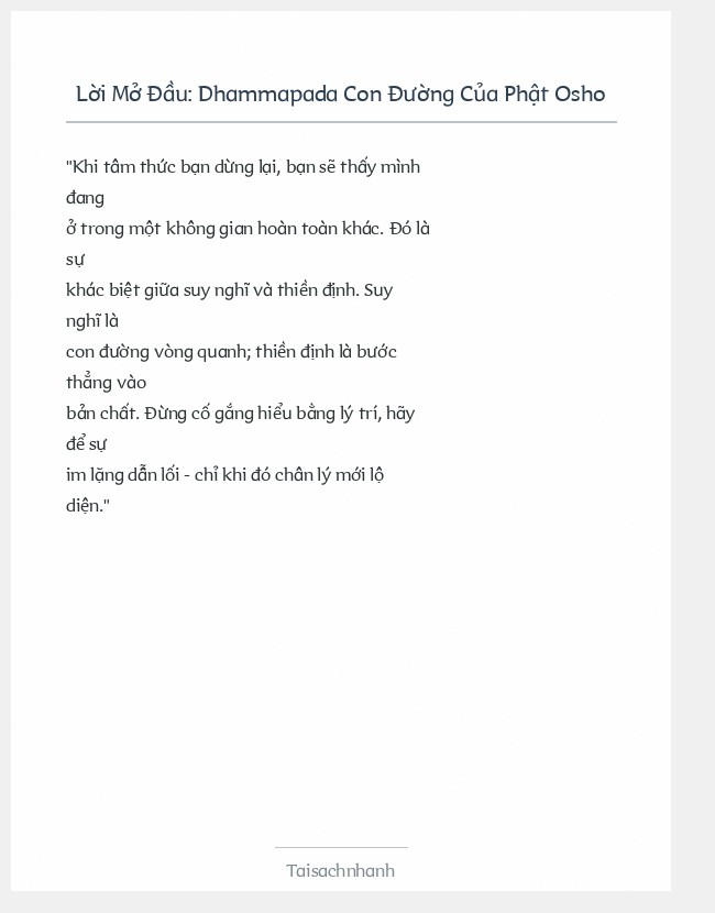 Trích đoạn Dhammapada Con Đường Của Phật Osho