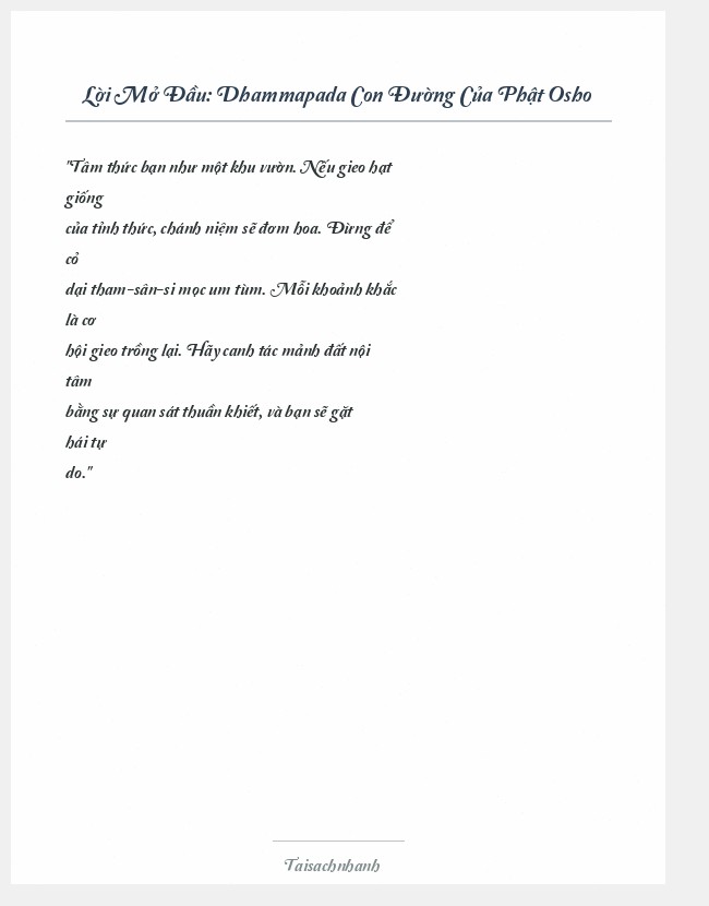 Trích đoạn Dhammapada Con Đường Của Phật Osho