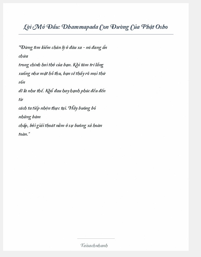 Trích đoạn Dhammapada Con Đường Của Phật Osho