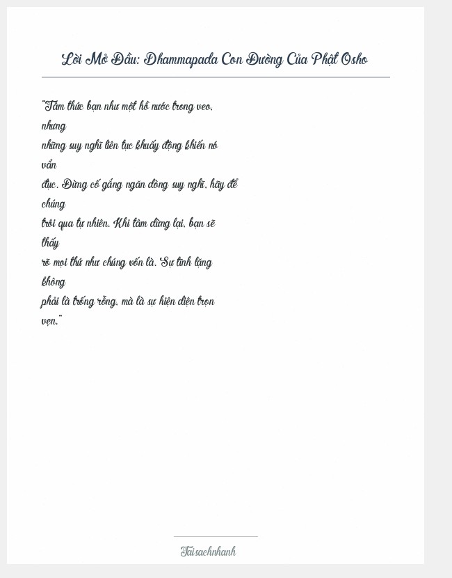 Trích đoạn Dhammapada Con Đường Của Phật Osho